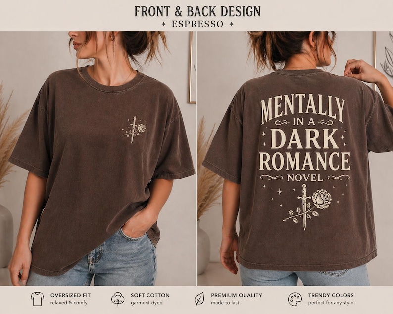 Dark Romance Shirt, Mentally In A Dark Romance Novel Tee, Smut Reader Shirt, Booktok Shirt, Spicy Book Lover Gift, Romantasy Tee image 4