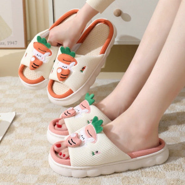 Bunny Carrot Slippers: Cozy and Cute Footwear for All Ages, Pink or Orange