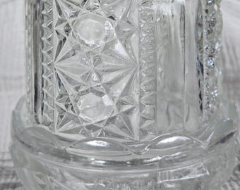 Vintage Indiana Glass Stars and Bars Fairy Lamp Candle Holder