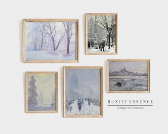 Galería de paletas de luz invernal, galería personalizable de 45 imágenes, arte mural invernal brillante, conjunto de cinco, descarga digital imprimible vintage