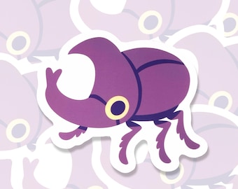 Rhino Beetle Sticker | waterproof, scrapbook, planner, stationery, beetle, kawaii