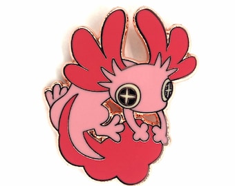 Axolotl Enamel Pin 1.5 inch | kawaii, cute, lapel pin, rosegold hard enamel pin