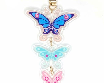Llavero acrílico de mariposa / llavero de fantasía, mariposas, lindo dije acrílico, llavero de insectos