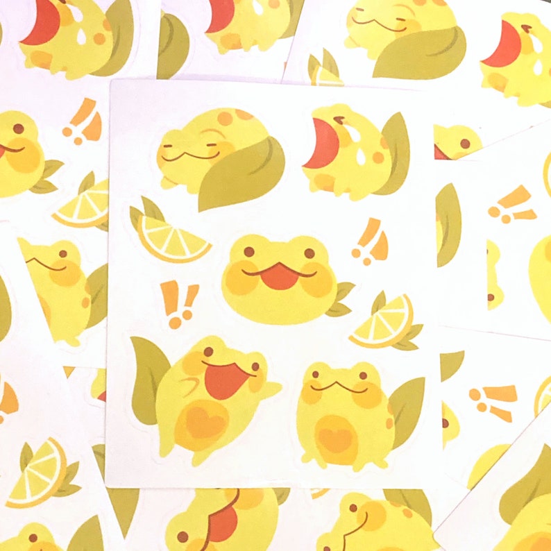 Lemon Frog Vinyl Sticker Sheet | Waterproof, Scrapbook, Planner ...