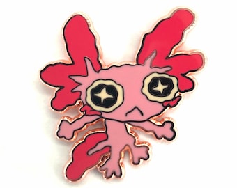 Wobbly Axolotl Enamel Pin 1.5 inch | kawaii, cute, lapel pin, rosegold hard enamel pin