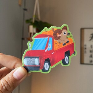 Goat Truck Sticker - laptop sticker, cute sticker, vinyl sticker, goat sticker, water bottle sticker, fall, pumpkins