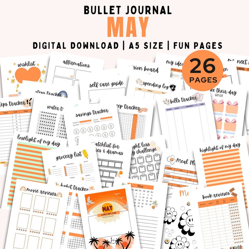 2024 May Bullet Journal Pages, Printable Advanced Bullet Journal ...