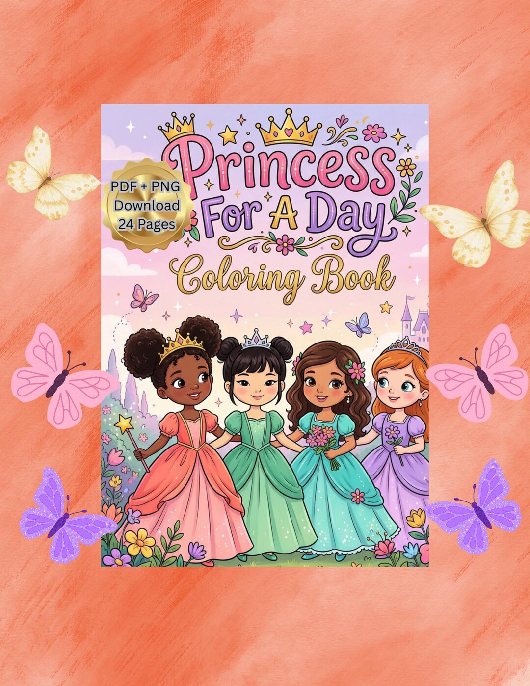 Princess Coloring Book | 24 Pages | Kids Activity | Printable PDF ...