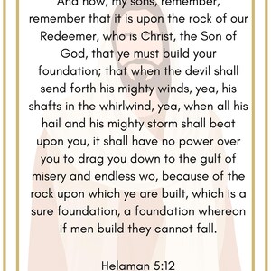Jesus Christ Is The Rock, Our Redeemer, Helaman 5:12, Come Follow Me, LDS-zondagsschoolhand-out, afdrukbaar, inlijstbaar, LDS-huisdecoratie, cadeau