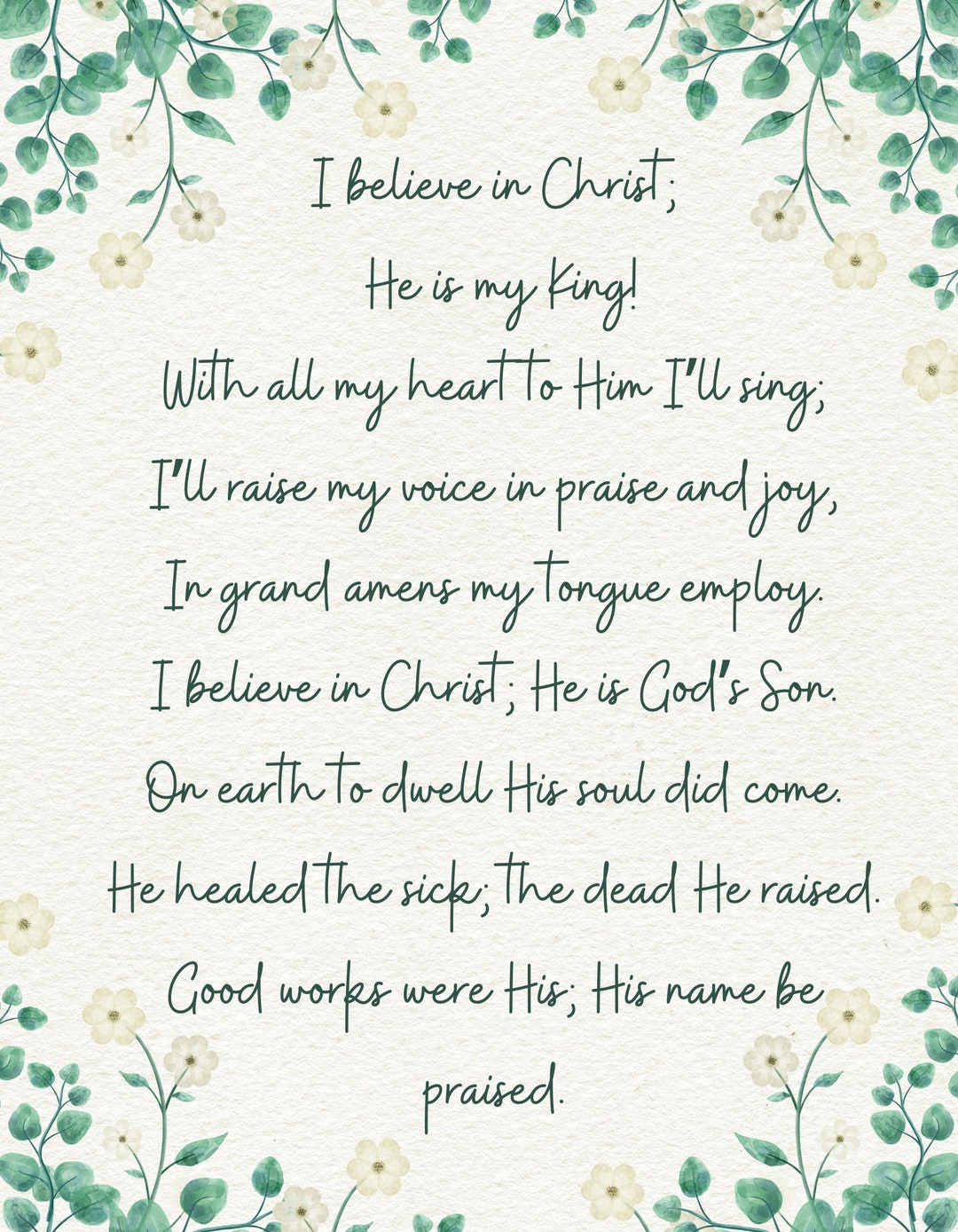 I Believe in Christ Printable, LDS Hymns Digital Download, Relief ...