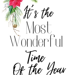 Het is de mooiste tijd van het jaar Digitale download, afdrukbare vakantie, woondecoratie, kerstdecor, kerstkaart, cadeaulabel