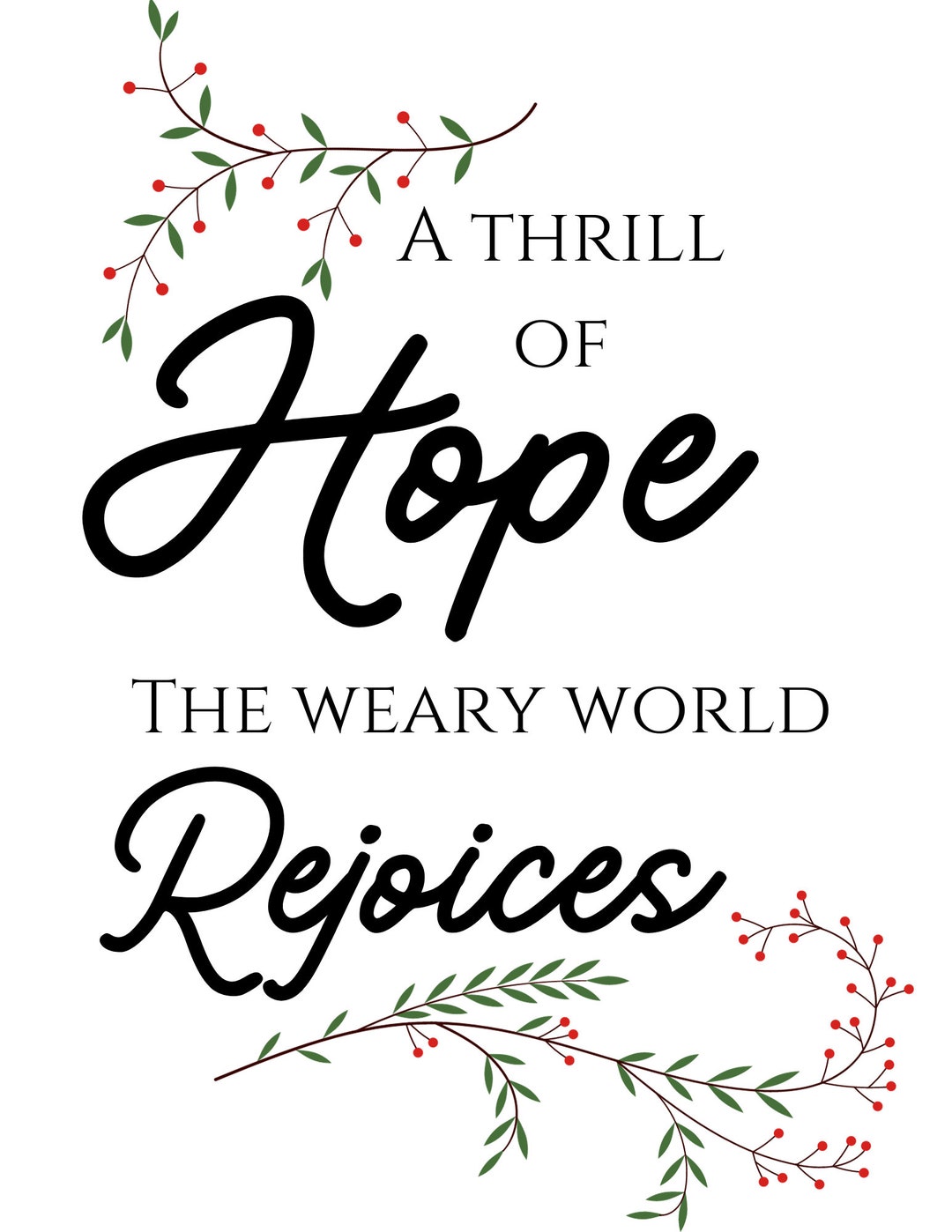 O Holy Night Lyrics, Digital Download, Holiday Décor, Frameable Art, Christmas Gift, A Thrill of ...