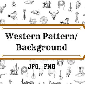 Western Pattern, Western Background, Western Collage, Western Digital File, Cowboy Pattern, Cow Pattern, Cowgirl,Digital Download | PNG, JPG