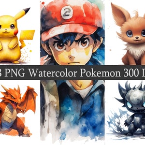 Acquerello Pokemon ClipArt Fan Art PNG Clipart Bundle, pokemon aquarel, Pocket Monsters, Adesivi, pokemon sublimate, Design di compleanno