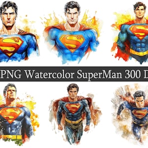 18 Watercolor ClipArt Superhero PNG Clipart Bundle, Scrapbooking, Fan Art Clip Art, Printable file, Sublimation, Transparent png