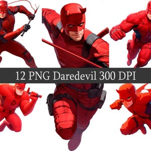 ClipArt Daredevil Superhero Antihero PNG Clipart Bundle, Scrapbooking, Fan Art Clip Art, File stampabile, Design a sublimazione, PNG trasparente