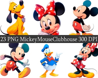Paquete de imágenes prediseñadas de Mickey Mouse en acuarela, para scrapbooking y fan art (archivos PNG)