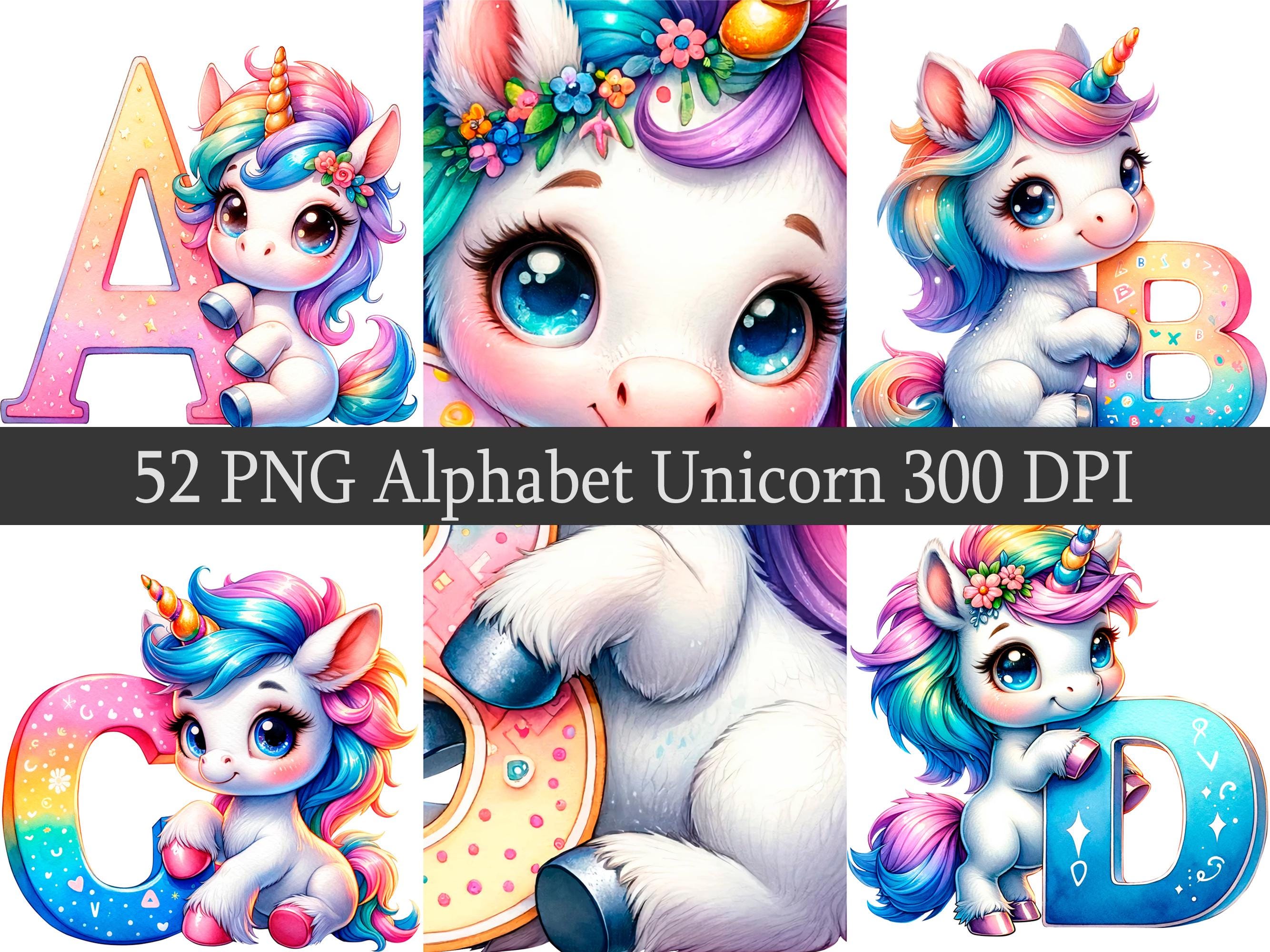 ClipArt Alphabet Unicorn PNG Clipart Bundle, Scrapbooking, Fan Art Clip Art, Printable file, Sublimation design, Transparent png files