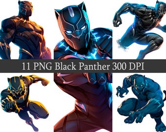 Black Panther Superhero Clipart Bundle, PNG Printable (Digital Download)
