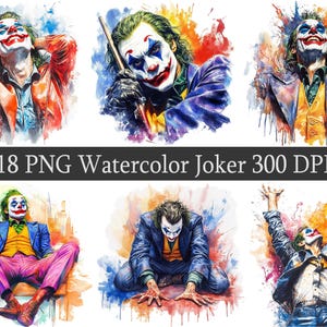 18 Pacote de clipart PNG de super-heróis em aquarela, scrapbooking, clipart de fã, arquivo para impressão, sublimação, transparente png