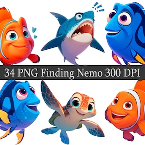 ClipArt Nemo Finding PNG Clipart Bundle, Scrapbooking, Fan Art Clip Art, File stampabile, Design a sublimazione, File png trasparenti