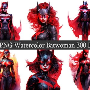 Pacote de clipart PNG de super-heróis em aquarela, scrapbooking, clipart de arte de fã, arquivo para impressão, design de sublimação
