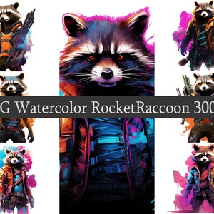 Watercolor Raccoon Super Hero PNG Clipart Bundle, Scrapbooking, Fan Art Clip Art, Printable file, Sublimation design, Birthday Design
