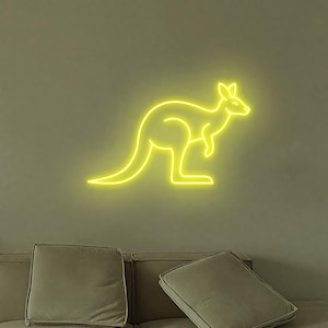 Kangaroo Neon Light, Kangaroo Neon Sign Light Decor, Animals Neon Sign, Led Neon Lights, Kangaroo Lover, Kangaroo Wall Art Decor