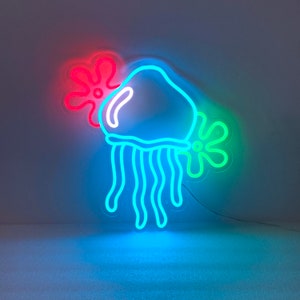 Jellyfish Neon sign, Custom Spongebob Flower Neon Light, Jellyfish Decoration Neon Sign, Jellyfish Wall Art Bedroom Decor