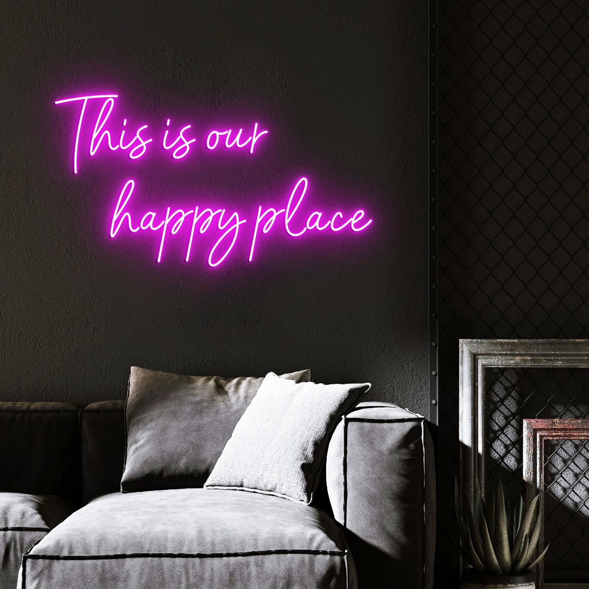 This is Our Happy Place Neon Light Sign Custom Living Room Etsy