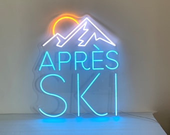 Apres Ski Neon Sign, Apres Ski, Ski Goggles, Custom Apres Ski Sign, Ski WAll Decor, Gift for Skier