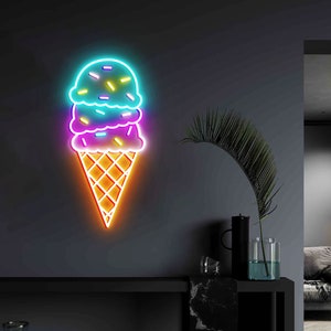 Ice Cream Neon Light, Neon Sign Light Decor, Ice Cream Bedroom Neon Sign, Bedroom Neon Lights, Home Neon Lights, Ice Cream Wall Decoration