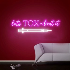 Facciamolo con TOX, insegne luminose al neon, insegna Botox, insegna al neon Botox, decorazioni artistiche Med Spa, decorazioni Med Spa, arte per studi di chirurgia plastica