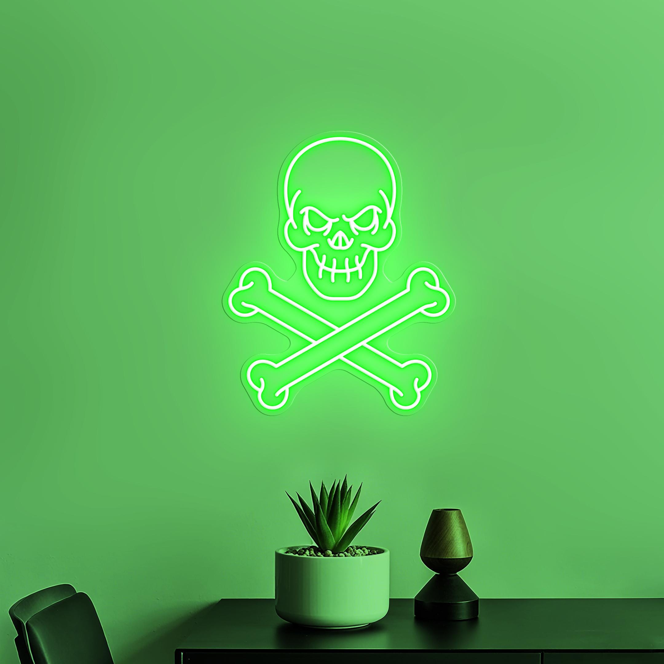 Skull Crossbones Neon Sign, Pirate Skull LED Light for Bar, Man