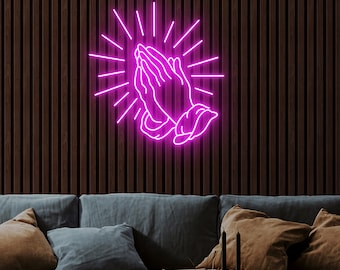 Praying Hands Neon Sign, Hands Neon Sign, Hand of God, Faith Wall Decor, Christian gifts, Jess gifts