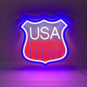 Custom USA Flag Neon Light, Neon Sign Light Decor, Personalized US Flag Neon Sign, America Flag Led Light, Room Business Wall ArtDescription
