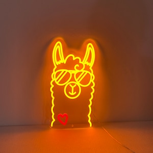 Llama Neon Light, Neon Sign Light Decor, Llama Pop Bedroom Neon Sign, Bedroom Neon Lights, Alpaca Pop Gift, Alpaca Wall Decoration