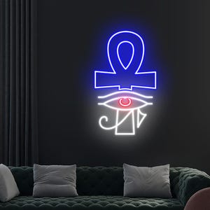 Ankh Symbol Neon Light, Neon Sign Light Decor, Eye Of Horus Neon Sign, Eye Of Ra Neon Lights, Home Neon Lights, Egyptian God Wall Decoration
