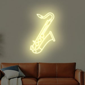 Saxophone Neon Light, Neon Sign Light Decor, Musical Instrument Neon Sign, Music Neon Sign, Saxophone Loves Gifts, Saxophone Wall Decor