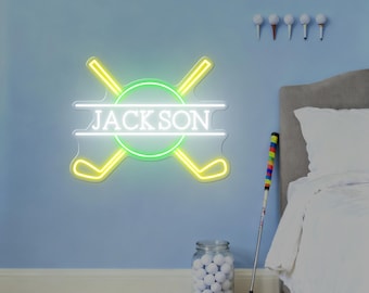 Personalized Golf Ball Name LED Neon Sign, Golf Name Wall Themed for Boys Room Decoration, Golf Ball Art Decor, Golf Player Gifts Idea