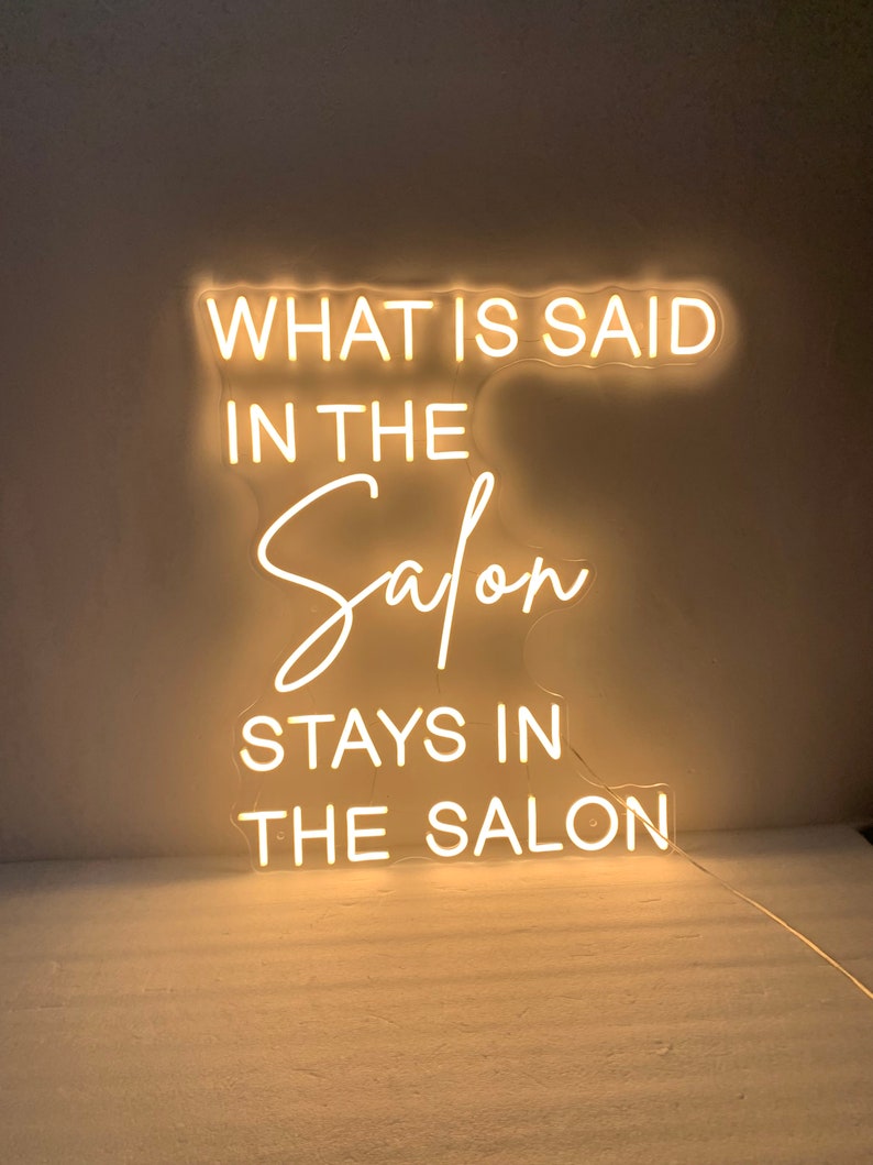 What is Said in the Salon Stays in the Salon, Salon Neon Sign, Neon Light Sign for Salon Wall Decorations, Salon Sign, Beauty Salon Decor image 3