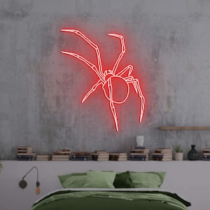 Insegna al neon a forma di ragno, decorazione luminosa per insegna al neon a forma di ragno, arte luminosa a forma di ragno, insegna al neon per camera da letto, luci al neon a LED a forma di ragno, decorazione di Halloween