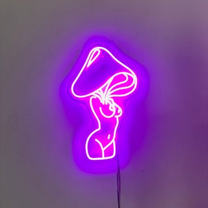 Mushroom Lady Led Neon Sign,  Lady LED Lights,  Bar Neon Sign for Man Cave Decor, Bedroom Wall Decor Party Art Decoration Gift for Her
