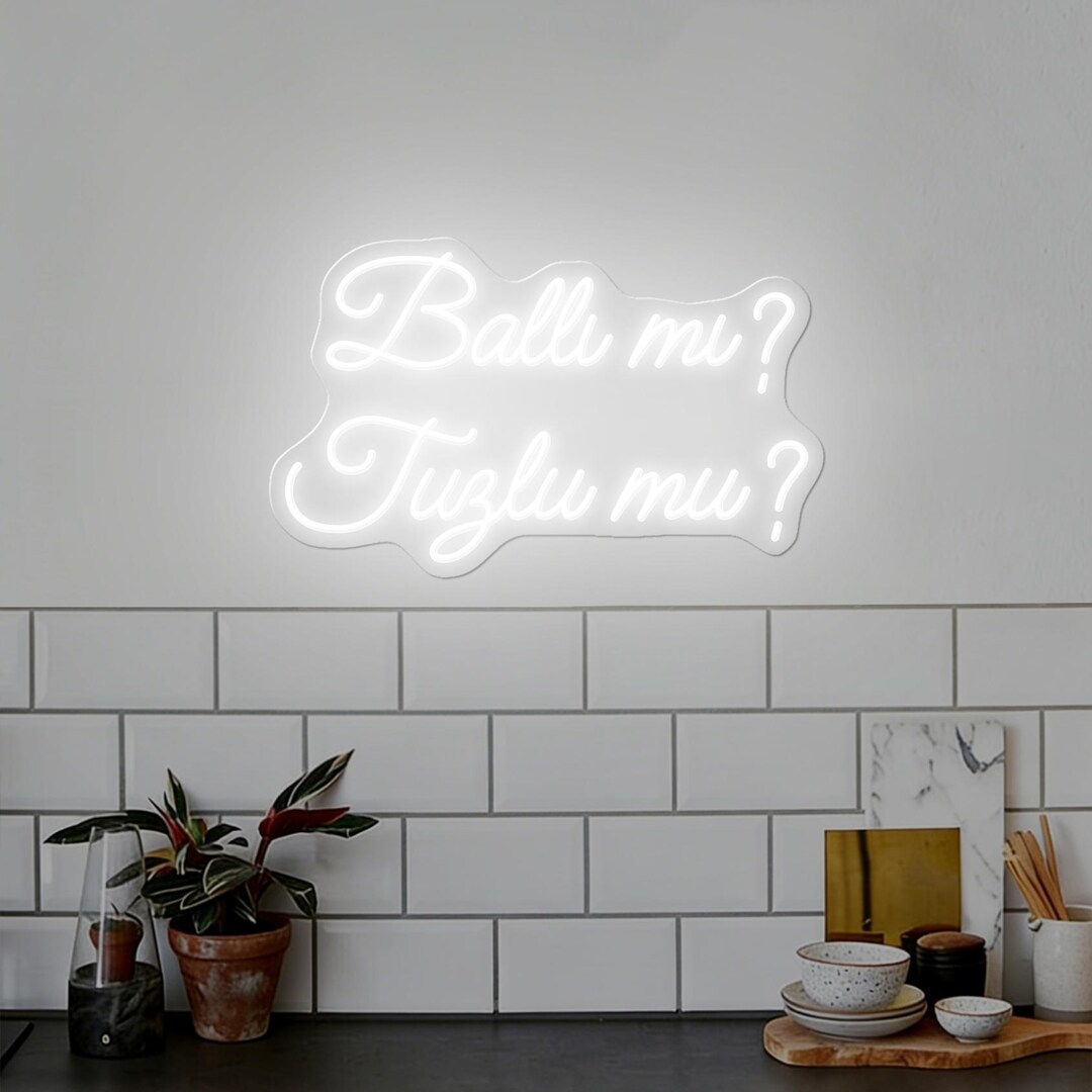 Mu Neon Sign Ballı Mı? Tuzlu Mu? LED Neon Sign Wall Decor, Turkish Sweet or Salty ...