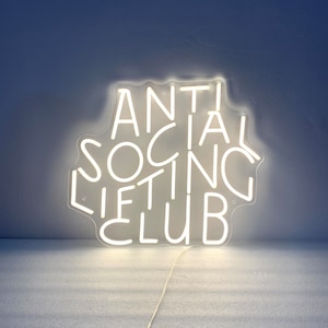 Club di sollevamento pesi antisociale, insegne luminose al neon, insegna di sollevamento pesi, decorazione da parete per palestra, insegna per palestra in casa