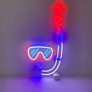 Diving Mask Neon Sign, Scuba Diver Mask, Gift for Diver, Diving Art Custom Neon Light Scuba Wall Art