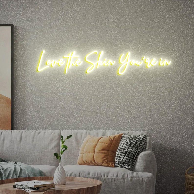 Love the skin you're in Neon Sign, Skincare Sign, Esthetician Decor, Skincare Salon Decor, Beauty Salon Decor, Beauty Skin Care Warm White