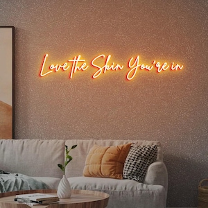 Love the skin you're in Neon Sign, Skincare Sign, Esthetician Decor, Skincare Salon Decor, Beauty Salon Decor, Beauty Skin Care Orange