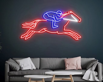 Rennpferd Leuchtreklame, Pferderennen, Rennpferd mit Jockey, Weihnachtspferd Geschenk, benutzerdefinierte Rennpferd Farbe Leuchtreklame
