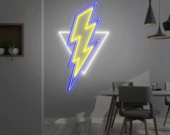Lightning Bolt Neon Sign, Lightning Bolt Shape Wall Art, Thunder Bolt Lightning, Game Boy Room Decor, Bolt Gift for Kids